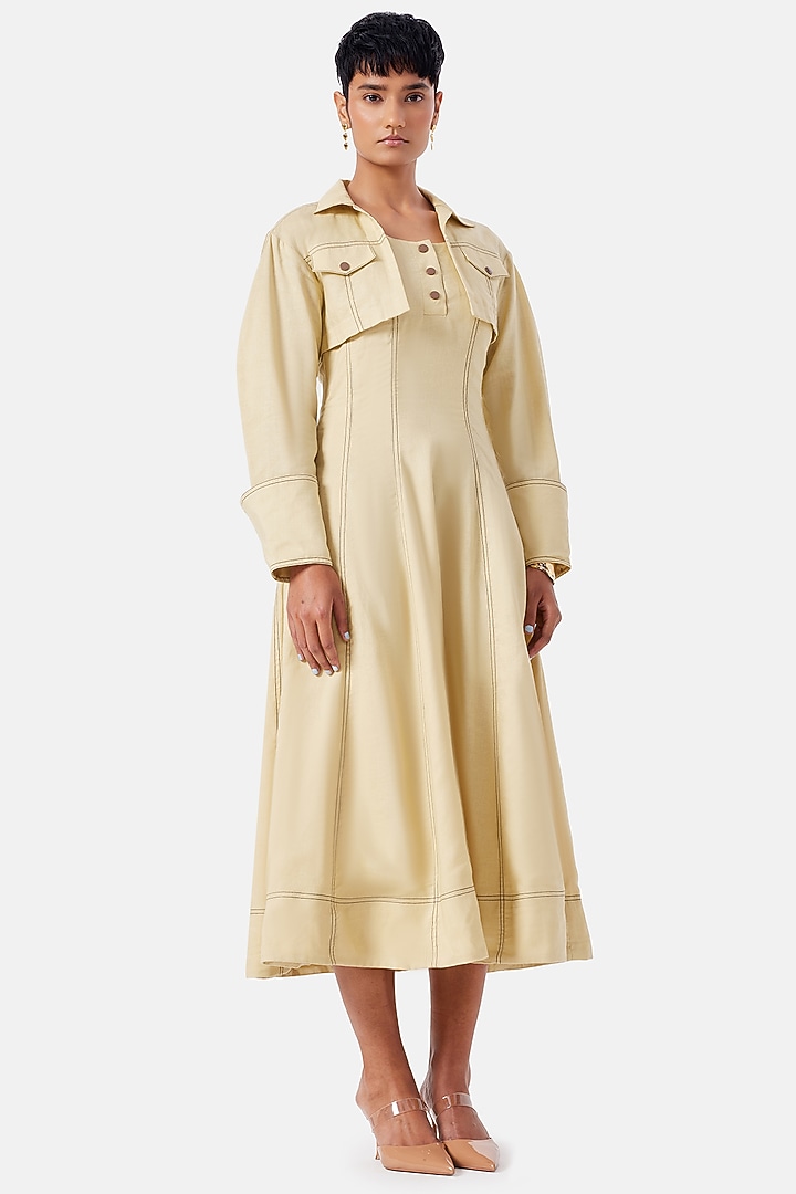 Butter Yellow Cotton & Linen Summer Shirt Dress by Notebook at Pernia's Pop Up Shop