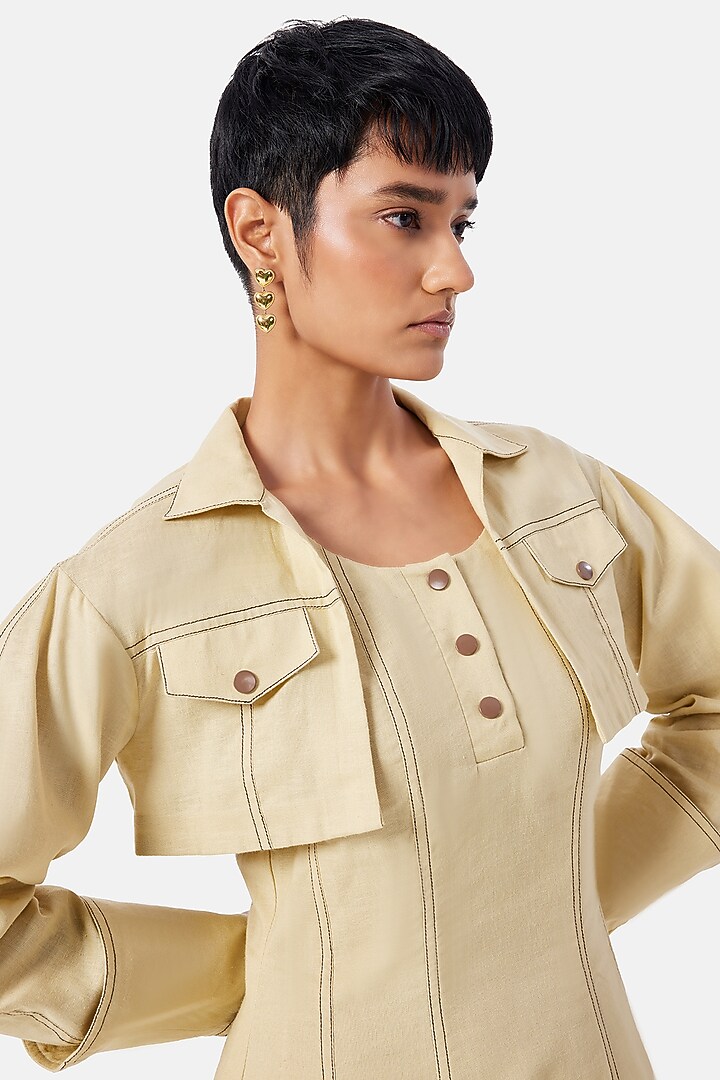 Butter Yellow Cotton & Linen Summer Shirt Dress by Notebook at Pernia's Pop Up Shop