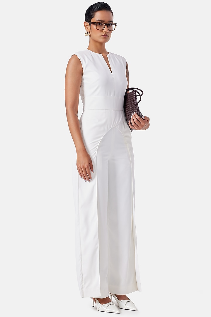 Ivory Polyester Jumpsuit by Notebook at Pernia's Pop Up Shop