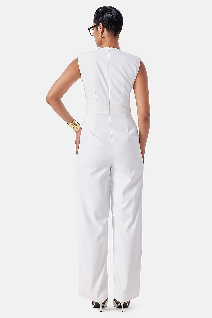 Ivory Polyester Jumpsuit by Notebook at Pernia's Pop Up Shop