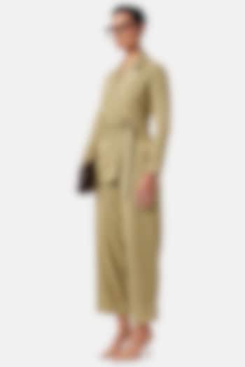 Green Polyester Jumpsuit by Notebook at Pernia's Pop Up Shop