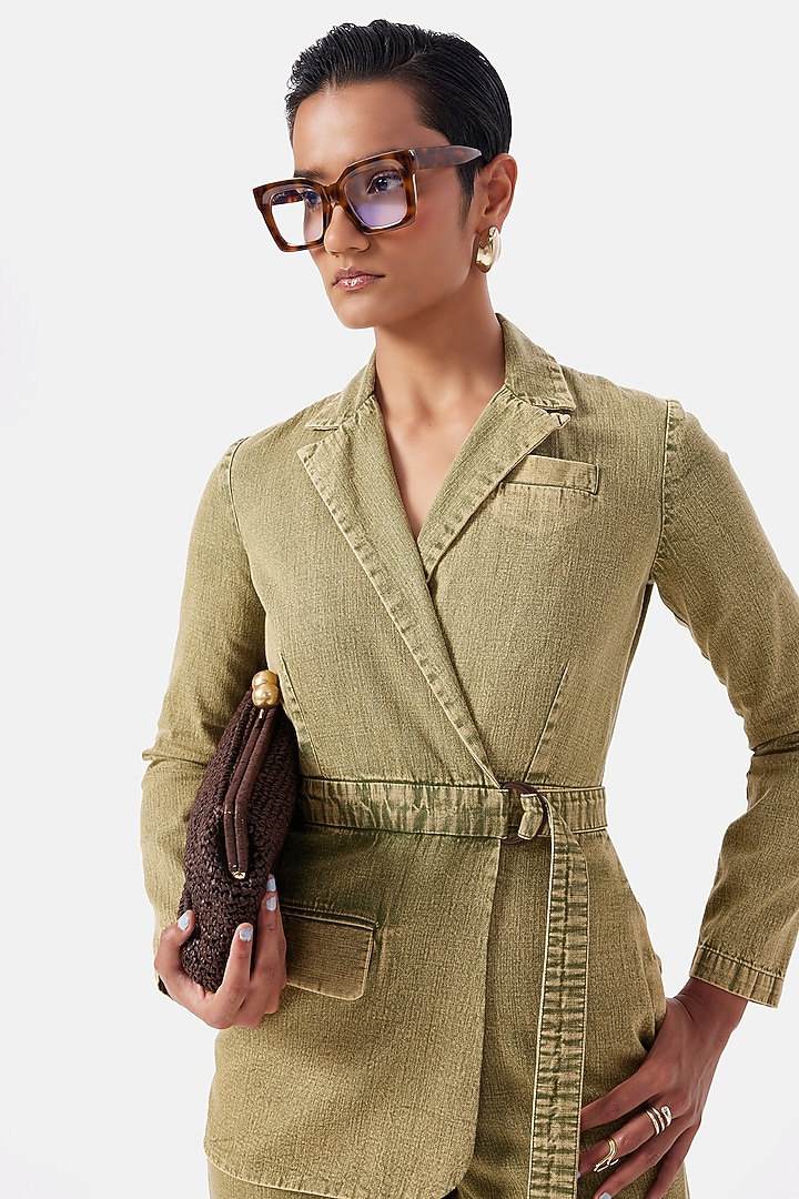 Green Polyester Jumpsuit by Notebook at Pernia's Pop Up Shop