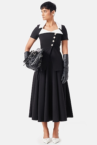 Black Cotton Skirt Set by Notebook