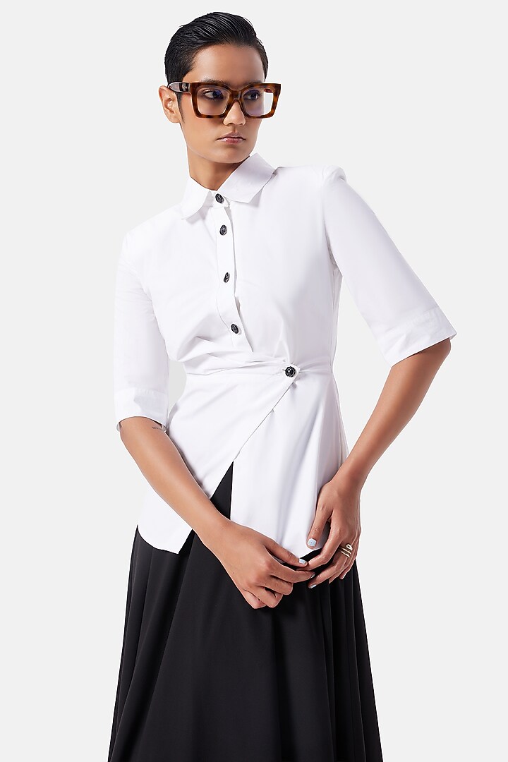 White Cotton Poplin Shirt by Notebook at Pernia's Pop Up Shop