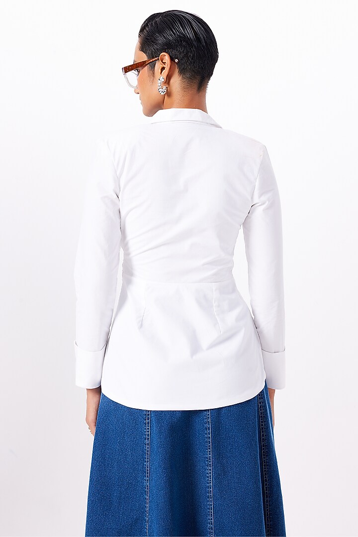 White Cotton Wrap Shirt by Notebook at Pernia's Pop Up Shop
