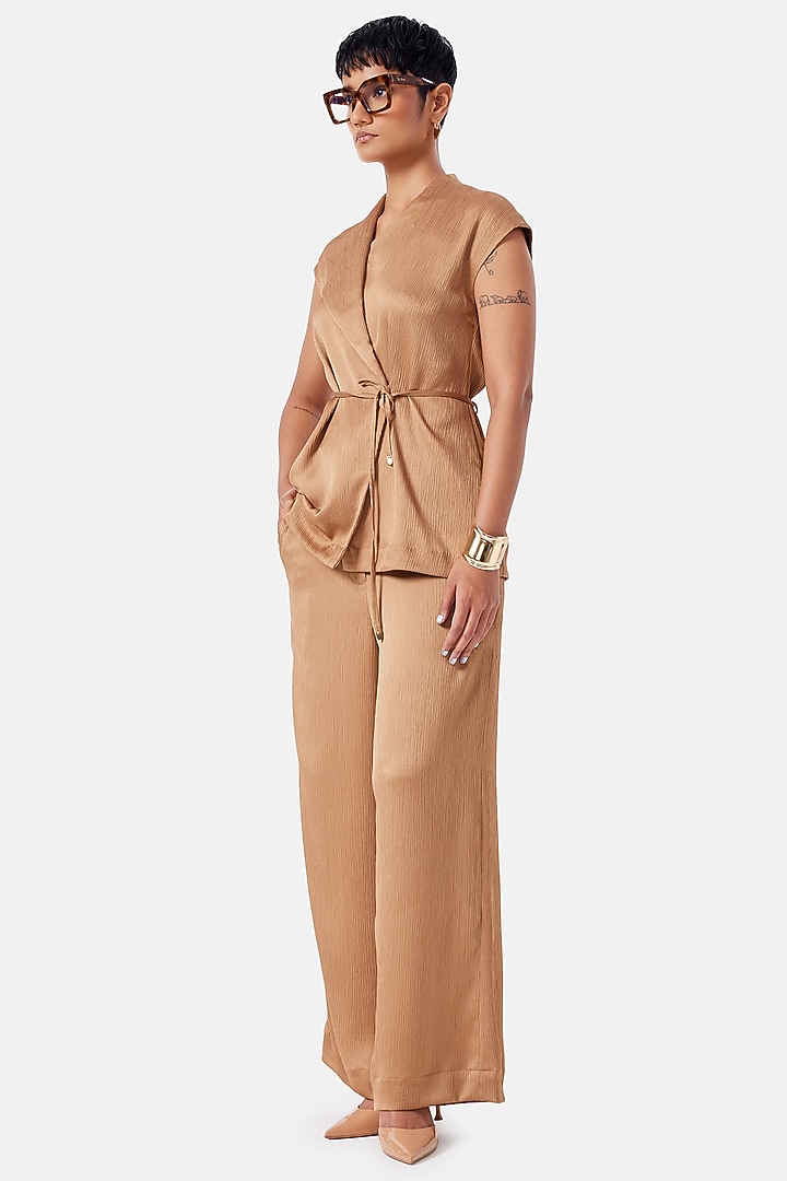 Bronze Polyester Co-Ord Set by Notebook at Pernia's Pop Up Shop