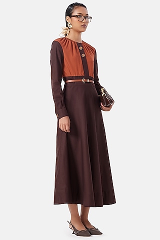 Chocolate Brown Cotton Jacket Dress  by Notebook