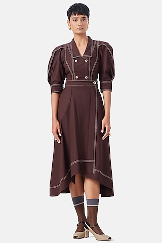Chocolate Brown Cotton Dress  by Notebook