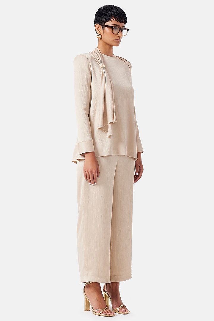 Golden Polyester Co-Ord Set by Notebook at Pernia's Pop Up Shop