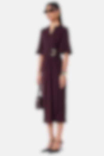 Wine Polyester Fluid Summer Dress by Notebook at Pernia's Pop Up Shop