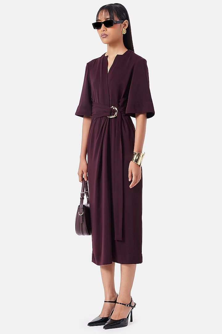 Wine Polyester Fluid Summer Dress by Notebook at Pernia's Pop Up Shop