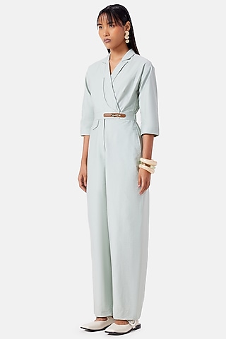 Mint Blue Cotton Jumpsuit by Notebook