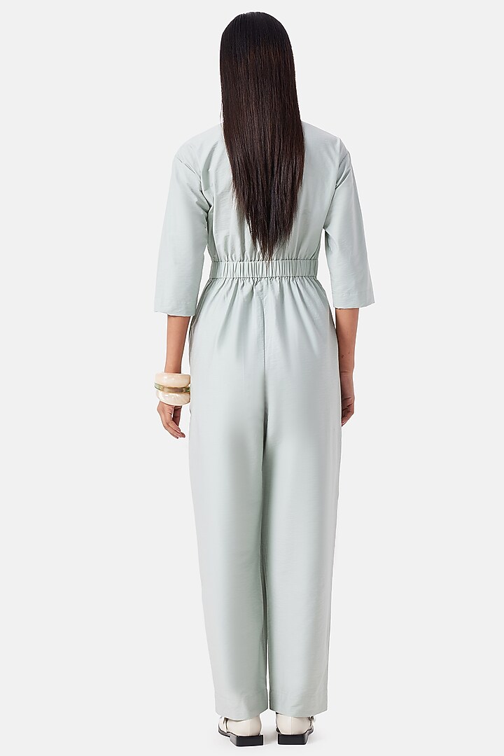 Mint Blue Cotton Jumpsuit by Notebook at Pernia's Pop Up Shop