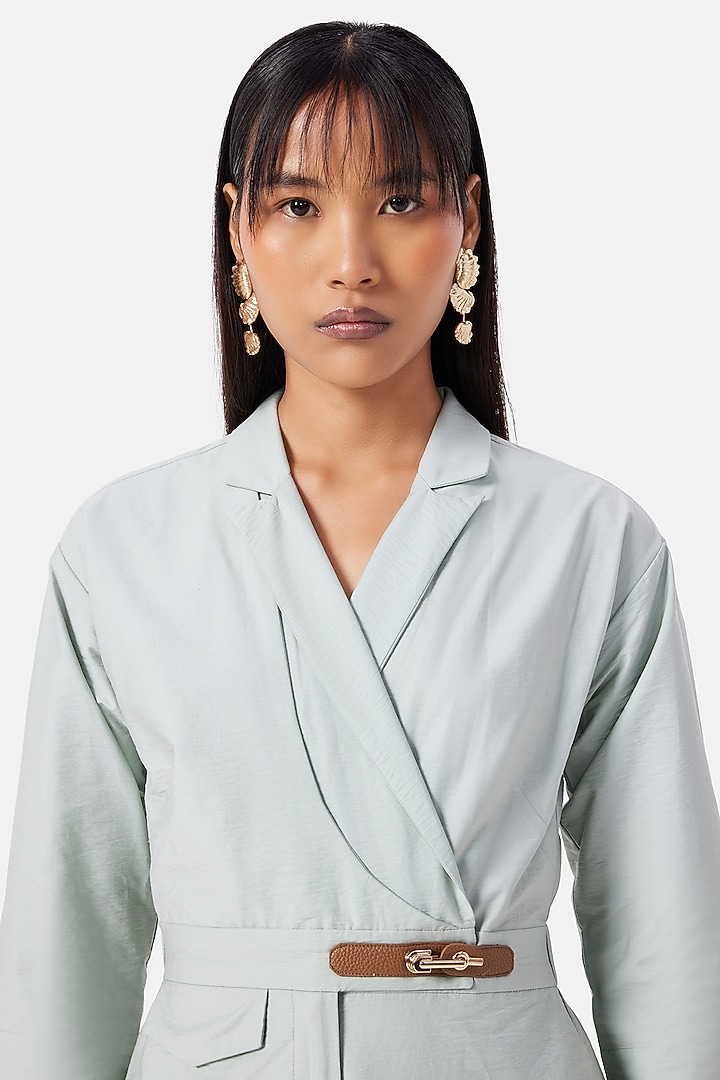 Mint Blue Cotton Jumpsuit by Notebook at Pernia's Pop Up Shop