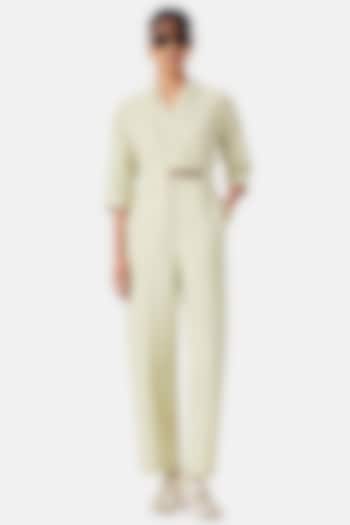 Pastel Green Cotton Jumpsuit by Notebook at Pernia's Pop Up Shop
