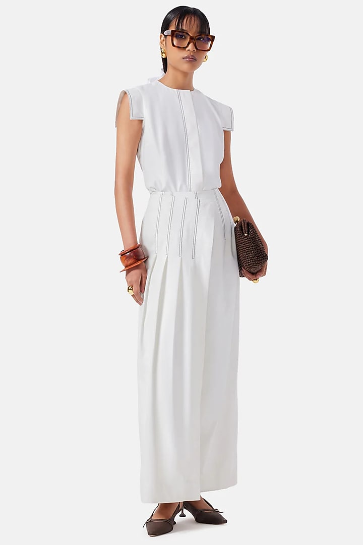Ivory Polyester Co-Ord Set by Notebook at Pernia's Pop Up Shop