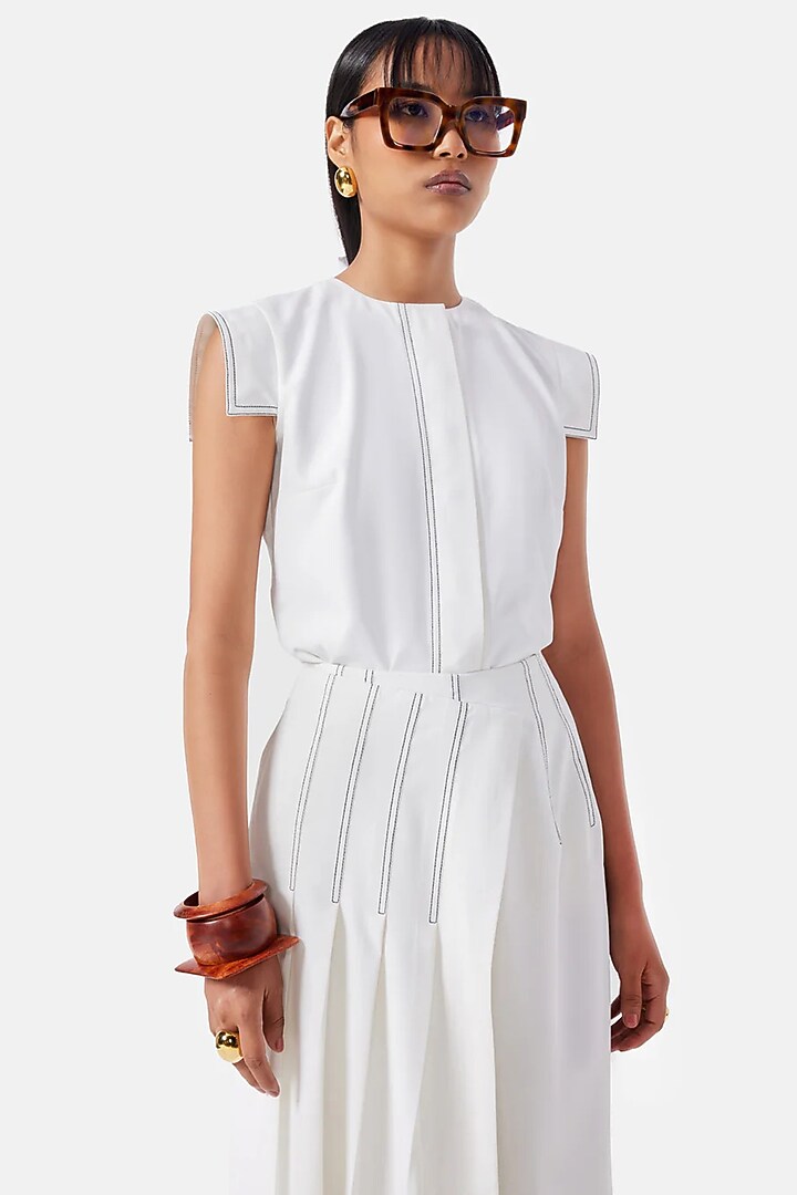 Ivory Polyester Co-Ord Set by Notebook at Pernia's Pop Up Shop