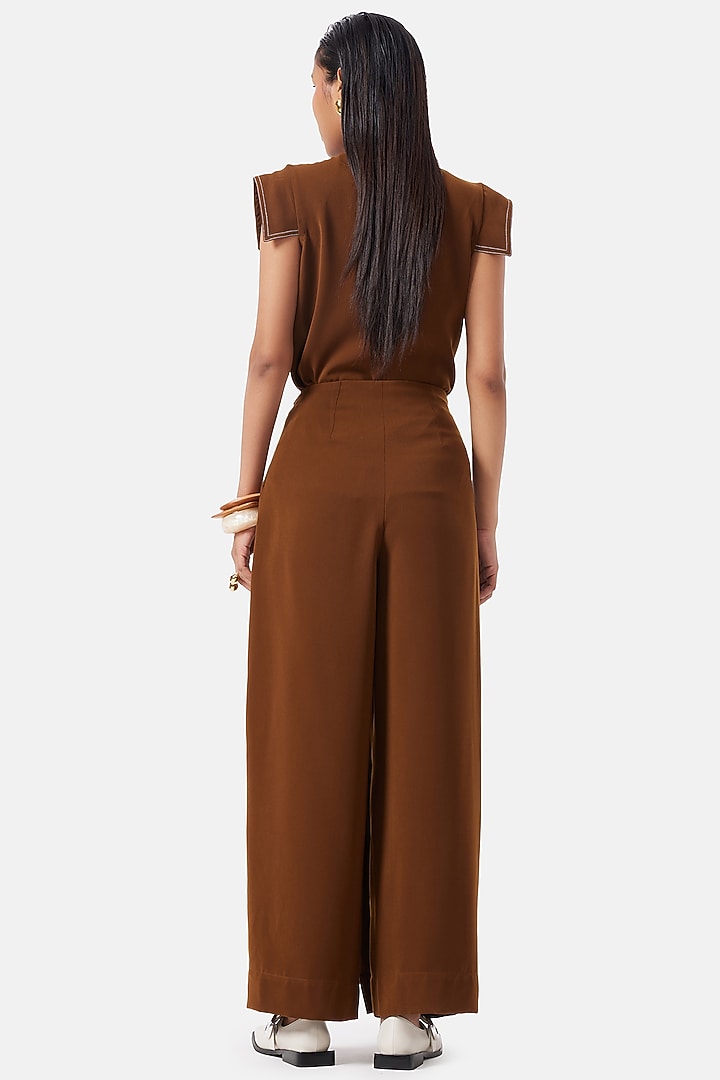 Cinnamon Brown Polyester Co-Ord Set by Notebook at Pernia's Pop Up Shop