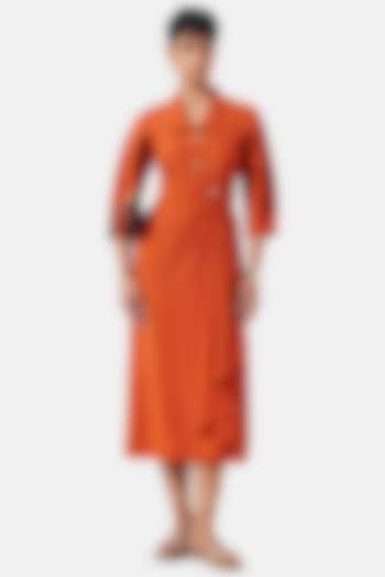 Orange Polyester Summer Dress by Notebook at Pernia's Pop Up Shop