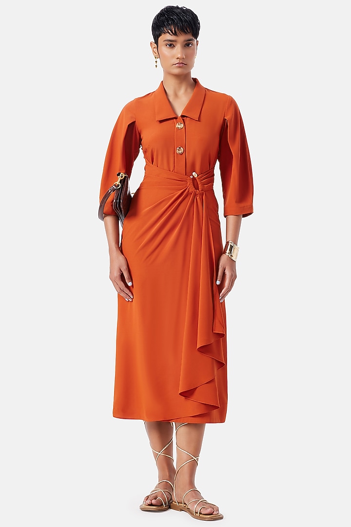 Orange Polyester Summer Dress by Notebook at Pernia's Pop Up Shop
