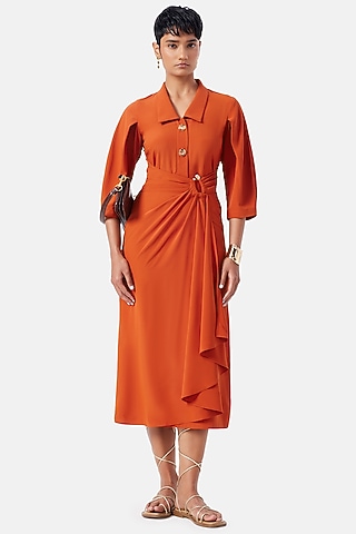 Orange Polyester Dress by Notebook