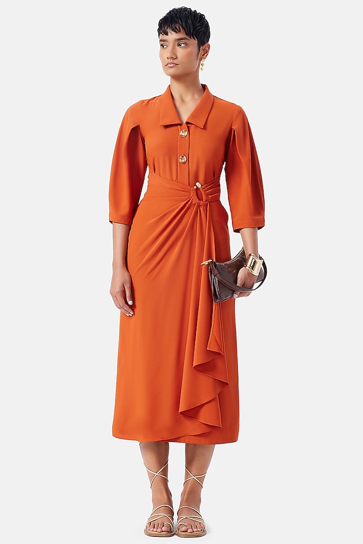 Orange Polyester Summer Dress by Notebook at Pernia's Pop Up Shop