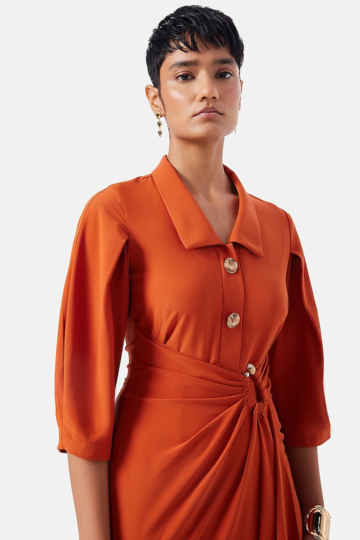 Orange Polyester Summer Dress by Notebook at Pernia's Pop Up Shop
