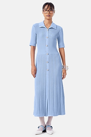 Cornflower Blue Polyester Midi Dress by Notebook