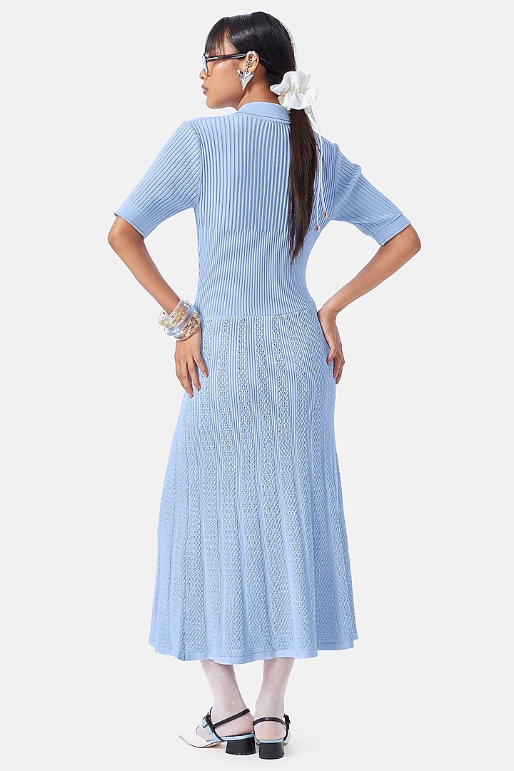 Cornflower Blue Polyester Midi Summer Dress by Notebook at Pernia's Pop Up Shop