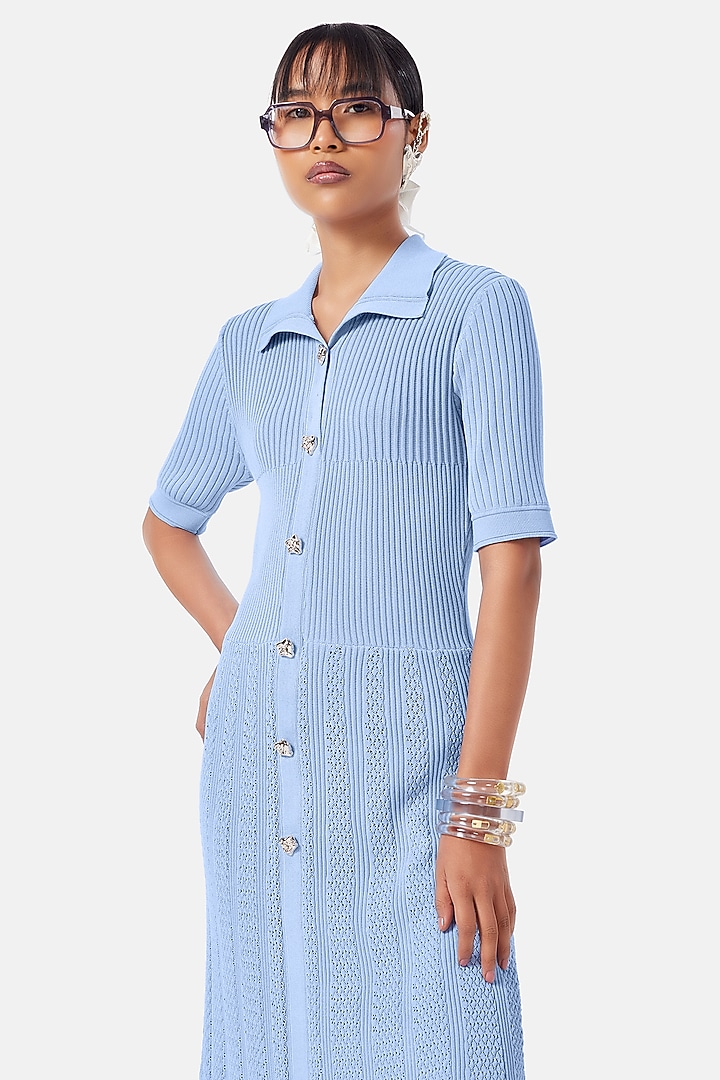 Cornflower Blue Polyester Midi Summer Dress by Notebook at Pernia's Pop Up Shop