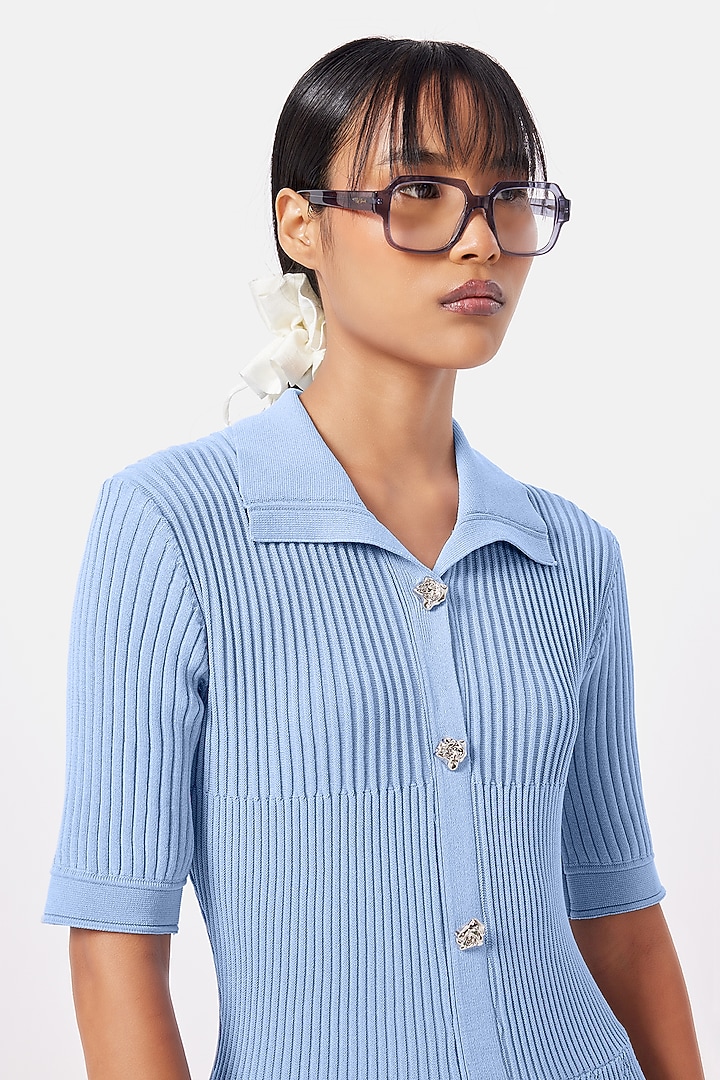 Cornflower Blue Polyester Midi Summer Dress by Notebook at Pernia's Pop Up Shop