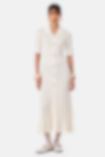 Cream Polyester Midi Summer Dress by Notebook at Pernia's Pop Up Shop
