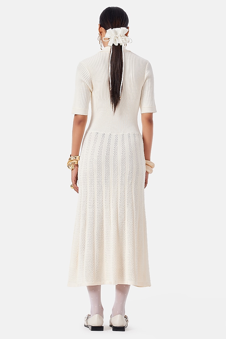 Cream Polyester Midi Summer Dress by Notebook at Pernia's Pop Up Shop