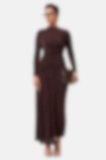 Chocolate Brown Polyester Maxi Vacation Dress by Notebook at Pernia's Pop Up Shop