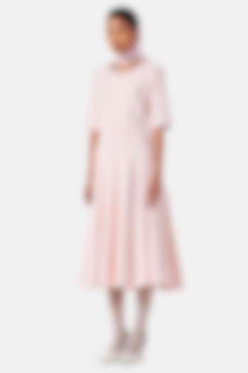 Soft Pink Neoprene Midi Vacation Dress by Notebook at Pernia's Pop Up Shop
