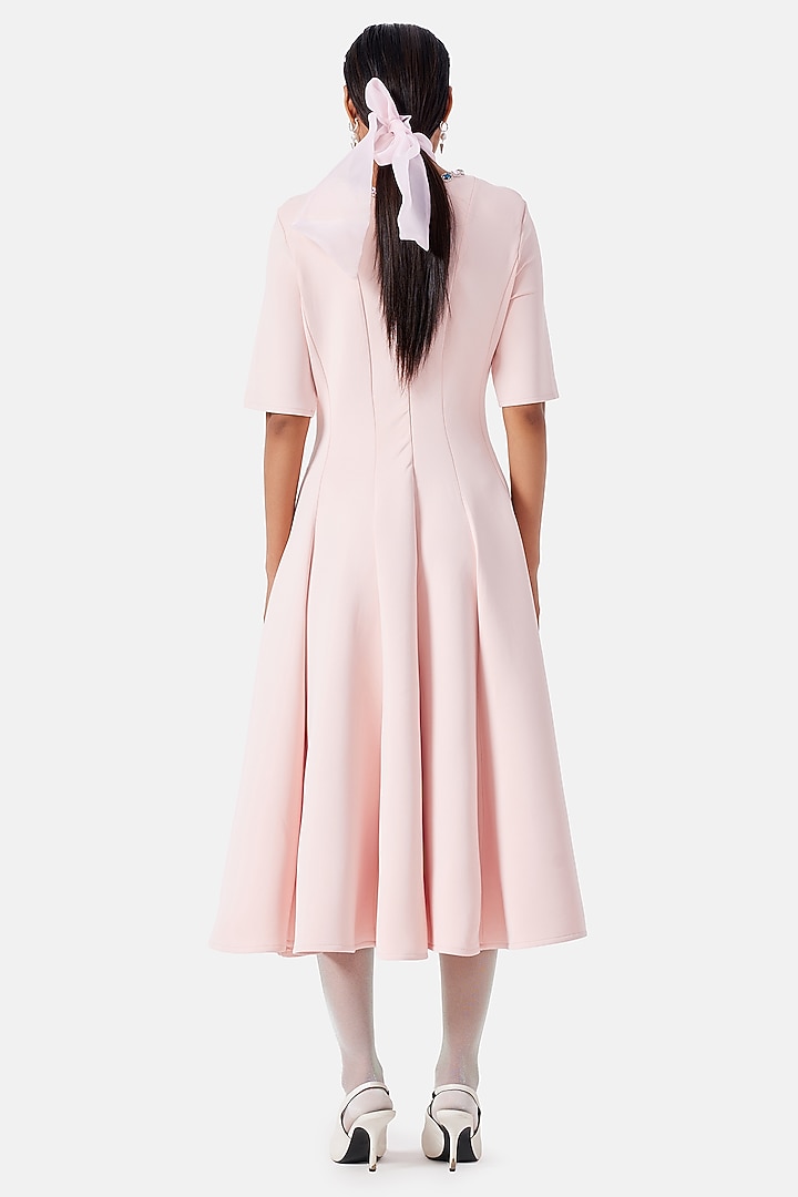 Soft Pink Neoprene Midi Vacation Dress by Notebook at Pernia's Pop Up Shop