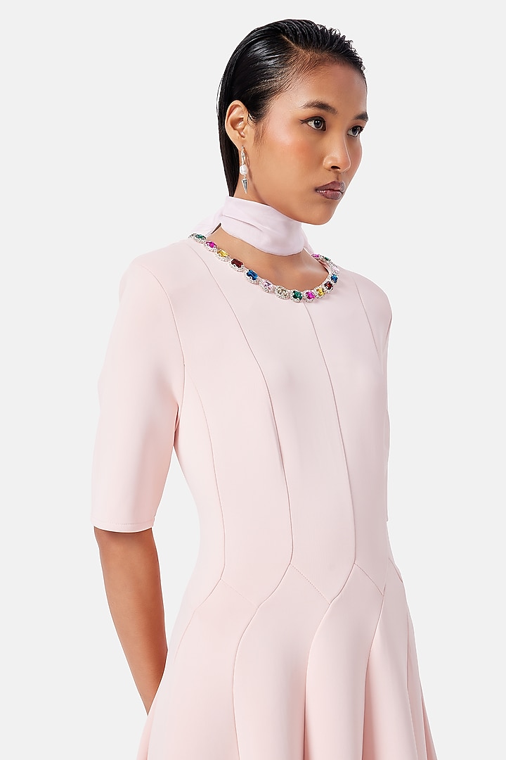 Soft Pink Neoprene Midi Vacation Dress by Notebook at Pernia's Pop Up Shop