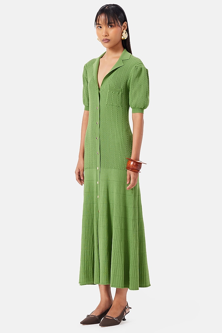 Leaf Green Polyester Vacation Dress by Notebook at Pernia's Pop Up Shop