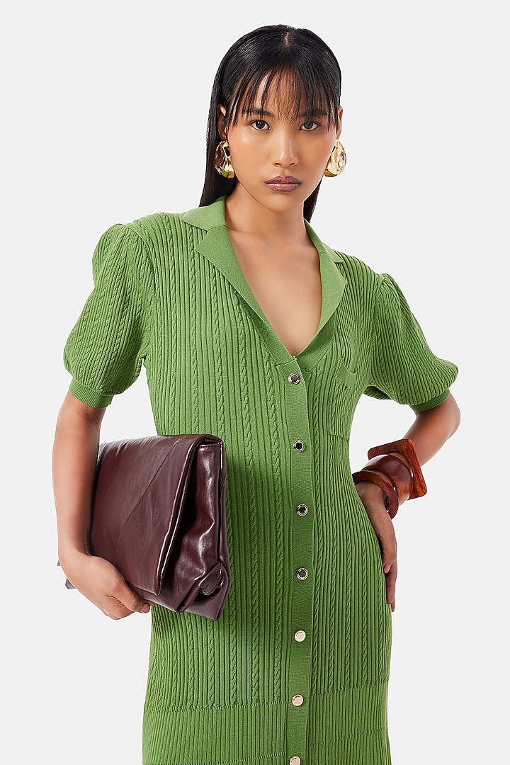 Leaf Green Polyester Vacation Dress by Notebook at Pernia's Pop Up Shop