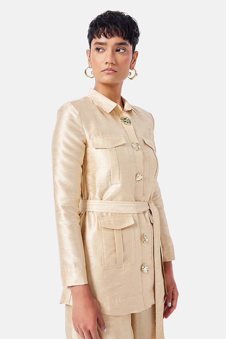 Rose Gold Polyester Co-Ord Set by Notebook at Pernia's Pop Up Shop