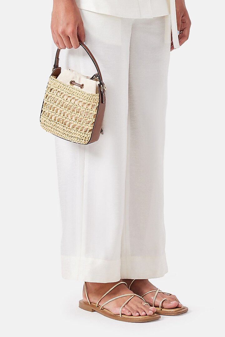 Ivory Gold Polyester Co-Ord Set by Notebook at Pernia's Pop Up Shop