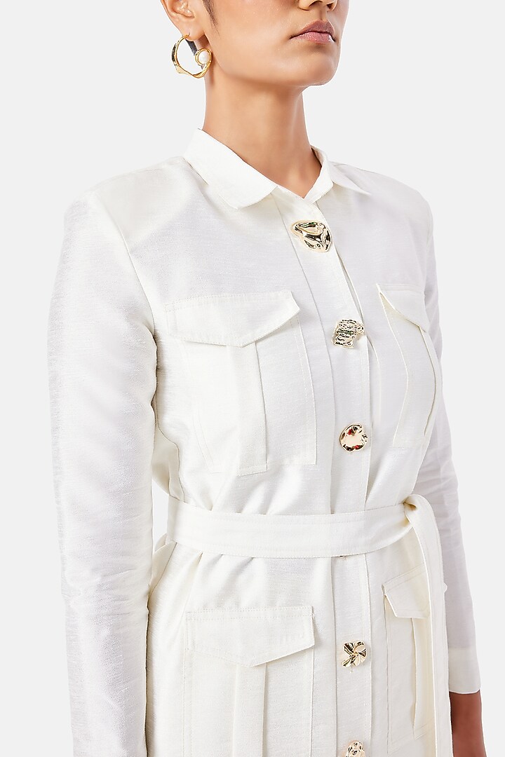 Ivory Gold Polyester Co-Ord Set by Notebook at Pernia's Pop Up Shop