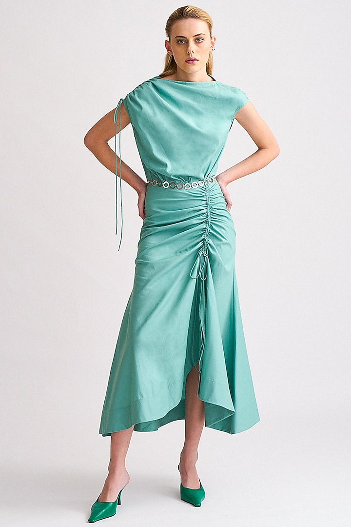 Aqua Green Cotton Poplin Dress by Notebook at Pernia's Pop Up Shop 2026