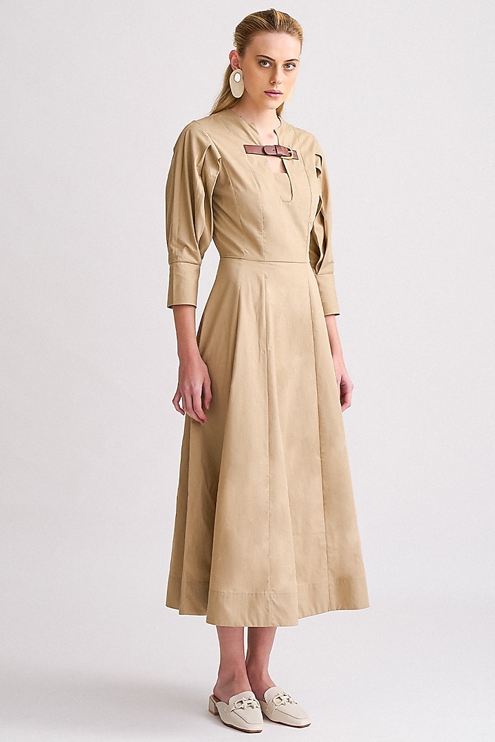 Beige Cotton Poplin Dress by Notebook