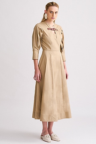 Beige Cotton Poplin Dress by Notebook