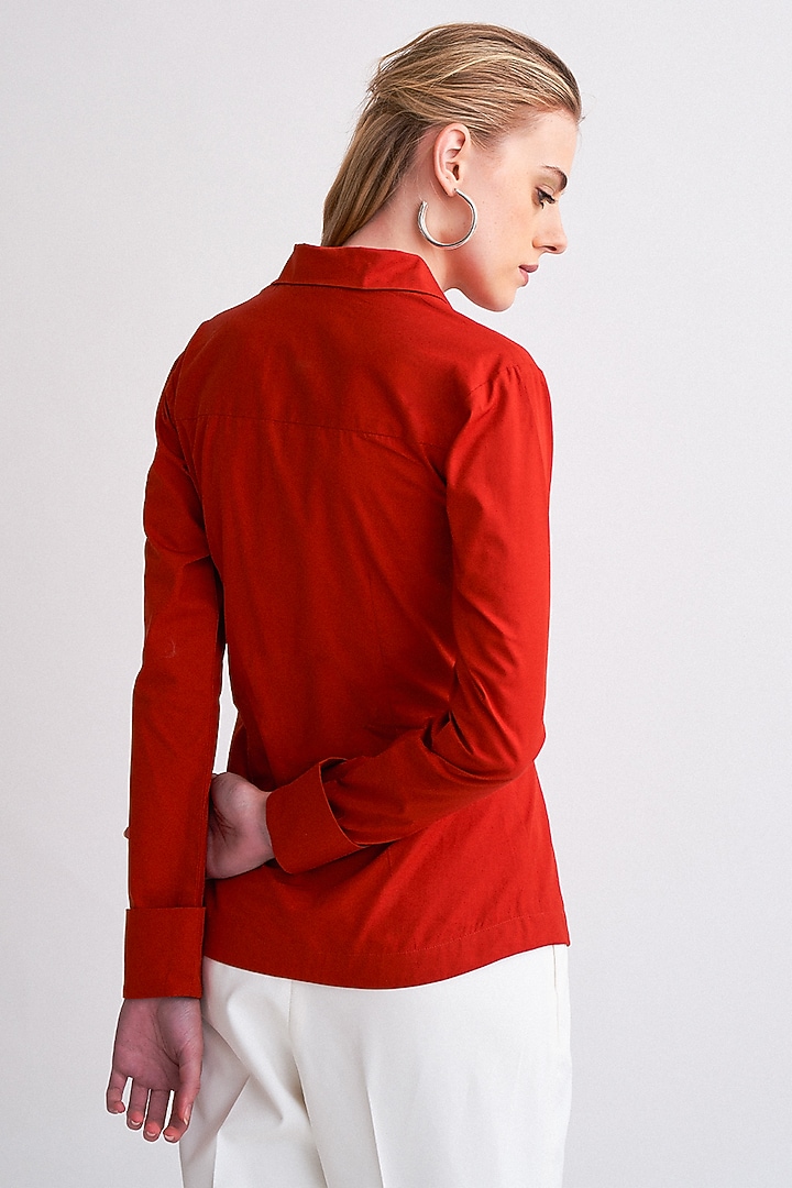 Orange Cotton Poplin Shirt by Notebook at Pernia's Pop Up Shop