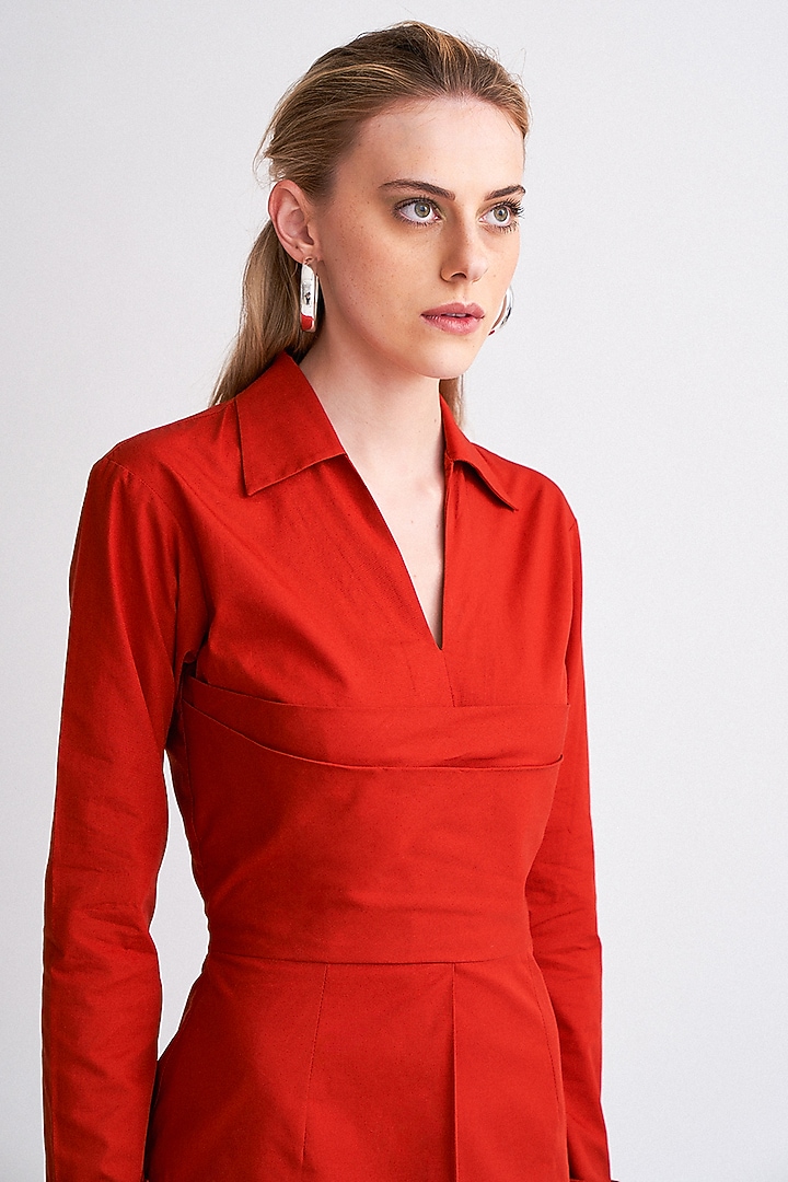 Orange Cotton Poplin Shirt by Notebook at Pernia's Pop Up Shop