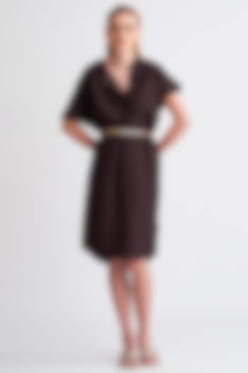 Chocolate Brown Silk Crepe Dress by Notebook