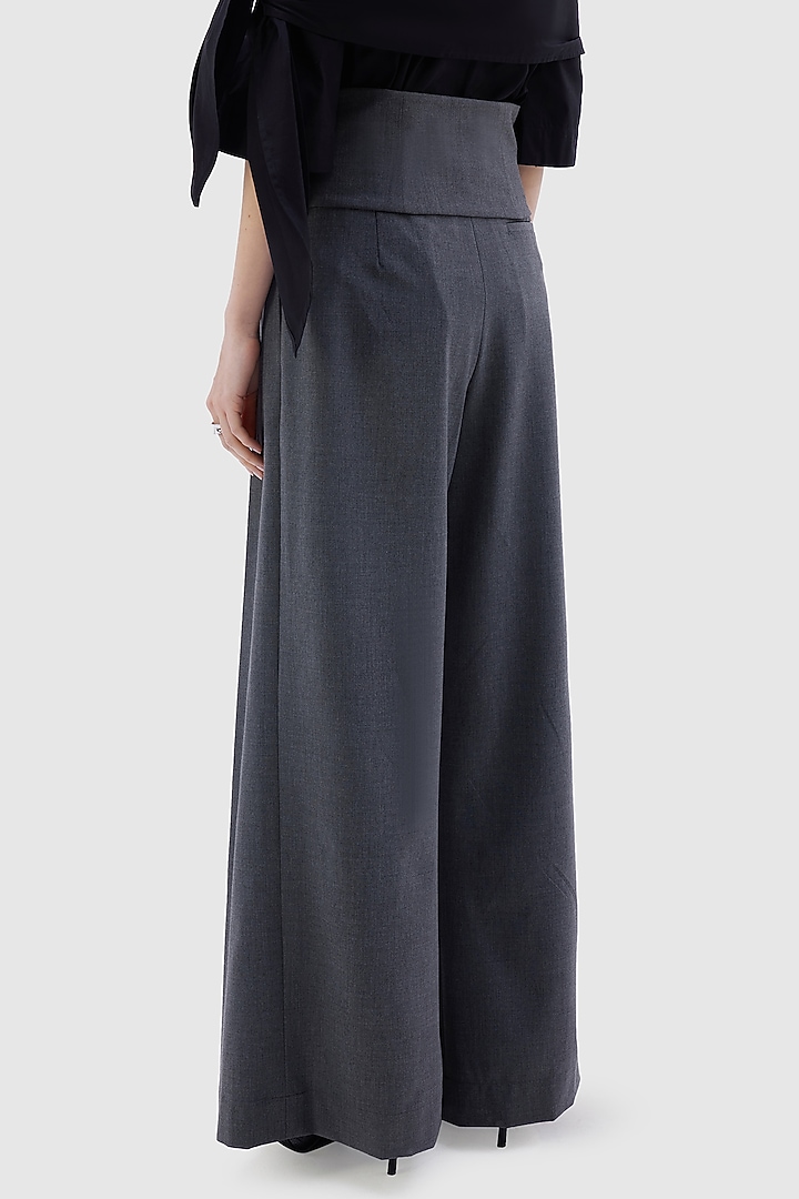 Grey Poly Viscose Lycra Patriz Trouser by Notebook at Pernia's Pop Up Shop