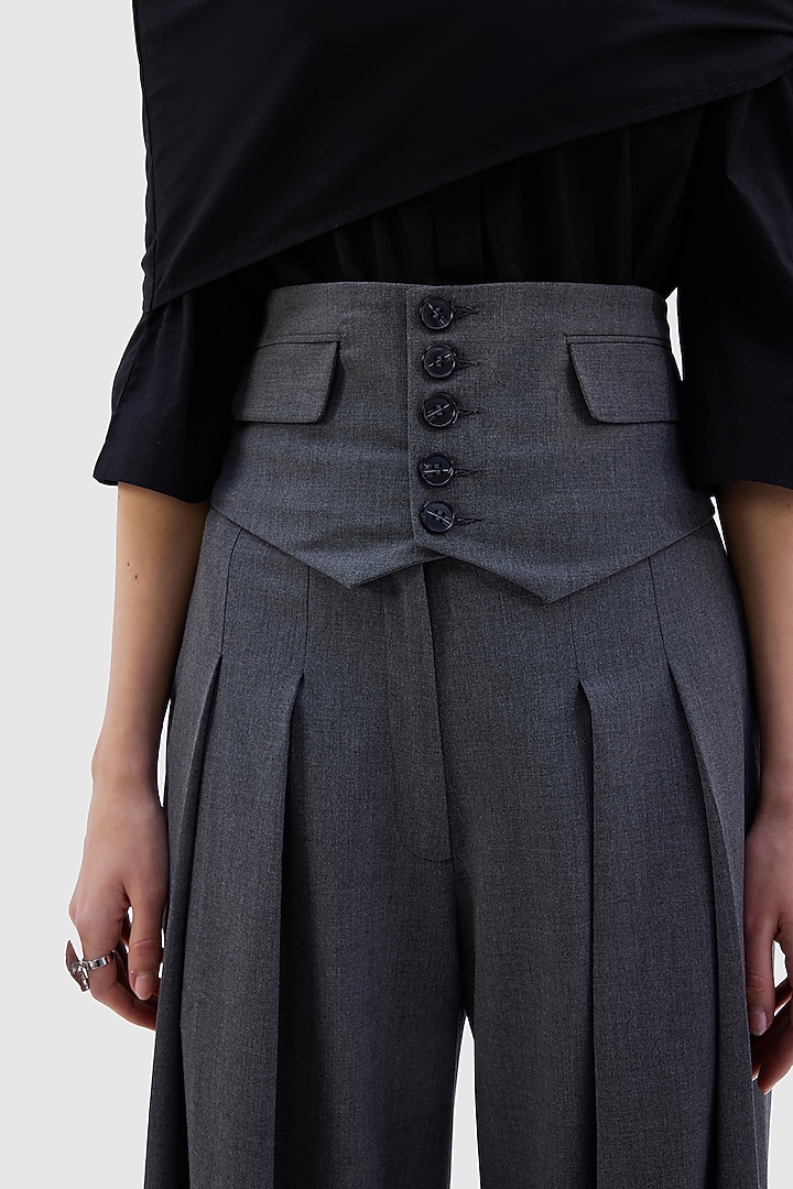 Grey Poly Viscose Lycra Patriz Trouser by Notebook at Pernia's Pop Up Shop